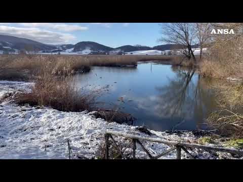 Al parco di Colfiorito una palude di neve e ghiaccio