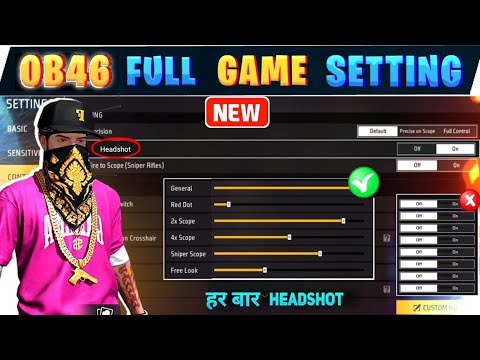 OB46 Full Game Setting ✅ || Free fire headshot setting in Free Fire || OB46 Sensitivity setting 🔥