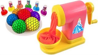 Satisfying Video l How to make Rainbow Noddles with Stress Balls & Nail Polish Cutting ASMR