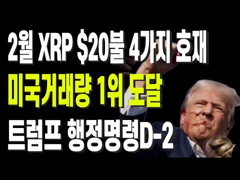 2월 XRP $20불 4가지 호재 미국거래량 1위 도달 트럼프 행정명령D-2