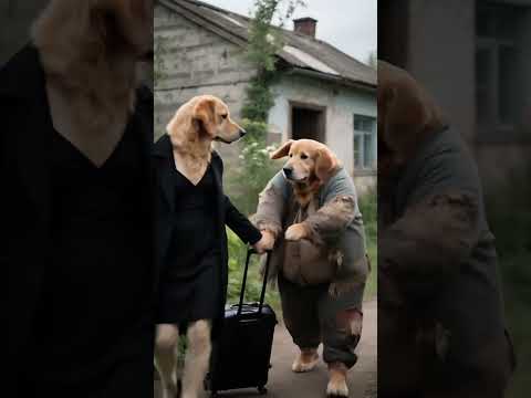 The little golden retriever's mother left, and the child's crying could not change her mother's tu