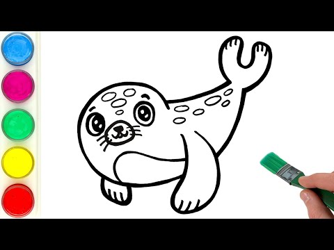 Seal  Drawing, Painting, Coloring for Kids and Toddlers | Learn How to Draw Sea Animals