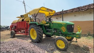 John Deere 5045 D Tractor & Vardhman Thresher 7 Fan in Action | Paddy Threshing in Village Field