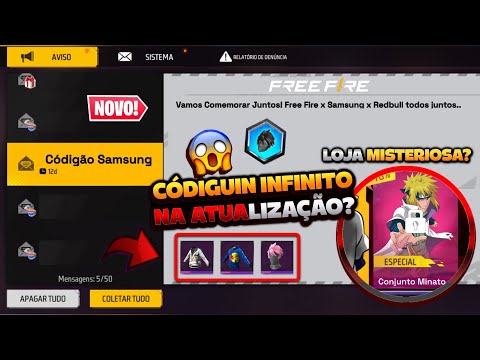 CORREE!! CABELO SURTO ROSA GRÁTIS? CÓDIGUIN DA SAMSUNG, LOJA MISTERIOSA DO MINATO E MAIS - FREE FIRE