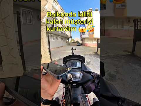 kadın balkonda kilitli kalmış 😱🤣 #kurye #motor #kesfet #motovlog