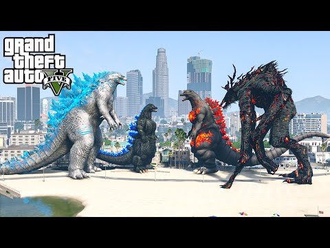 Godzilla, Heisei Godzilla vs Cleric Muto, Burning Godzilla - Always Battle ( GTA V Mods )