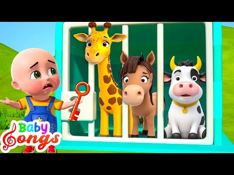 Baby Animal In Cage | Wheels On the Bus Song | Animal Farm Song | Nursery Rhymes & Kids Songs