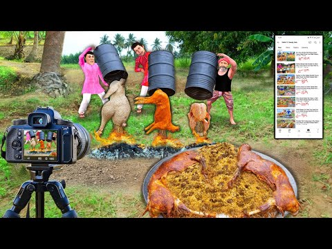 Giant Turkey Chicken Cooking Under Barrel Street Food Hindi Kahaniya Moral Stories Hindi Stories