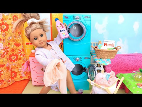 Baby Doll laundry & house cleaning routine! Play Toys collection