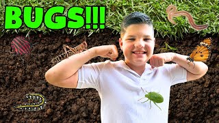 Kid Playing Outside with Bugs! Caleb Bug Hunt