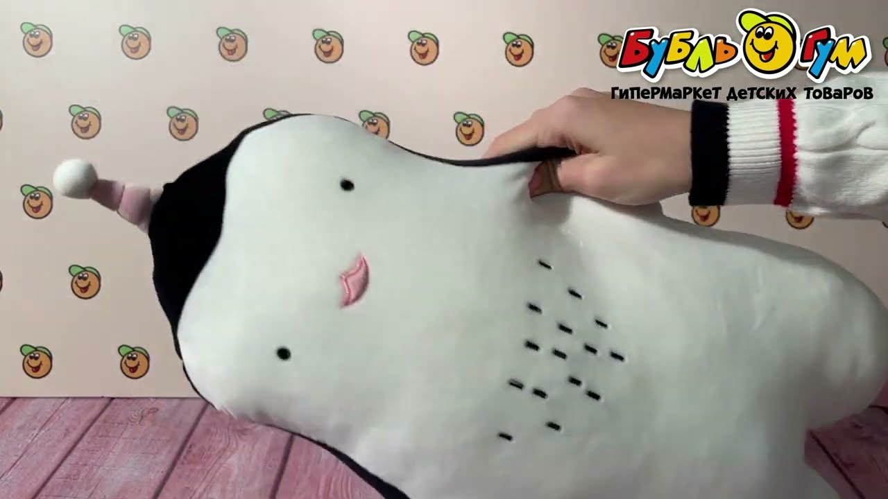 Игрушка-подушка Пингвин с розовым колпачком  - видео Игрушка-подушка Пингвин с розовым колпачком  - видео