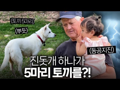 토끼 5마리를 잡아온 공주를 보고 깜짝(!!) 놀란 미국 할아버지
