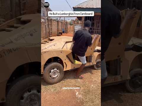 Cardboard Real Lamborghini sport car made by boy