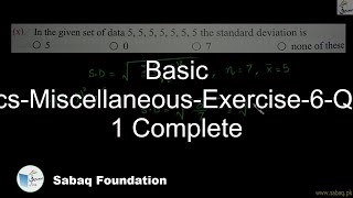 Basic Statistics-Miscellaneous-Exercise-6-Question 1 Complete