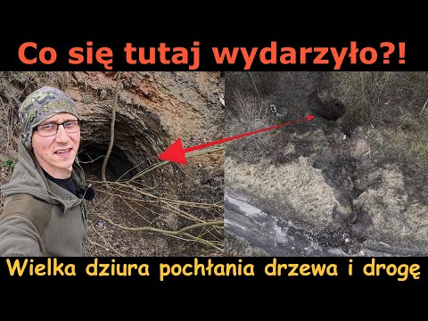 Wałbrzych - wielkie zapadlisko zaczęło pochłaniać drogę i drzewa!