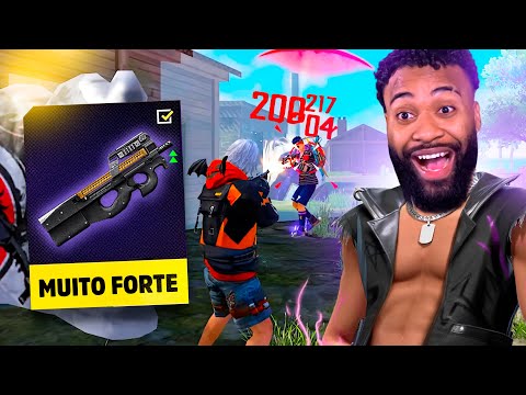 A MELHOR SMG DA ATUALIZAÇÃO! TESTEI A P90 SOLO VS SQUAD NO FREE FIRE!