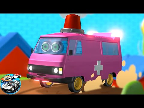 Wheels on the Ambulance + More Vehicle Cartoon by Speedies