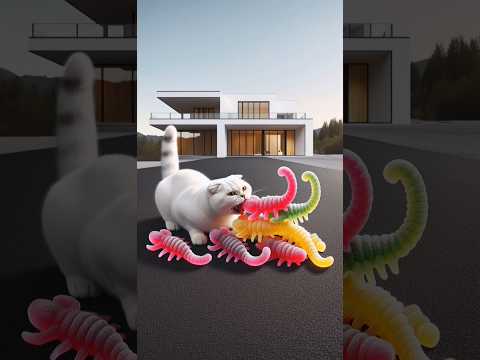 cat eats gummy mouse Lion and scorpion #cat #nizamkucinglucu #funny #catshorts
