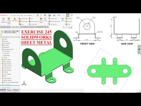 SolidWorks Sheet Metal Tutorial-Exercise 245