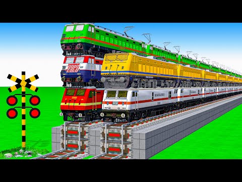 【踏切アニメ】あぶない電車【カンカン】電車 3 Train Climbing Pynamid🚦 Fumikiri 3D Train Railroad Crossing Animation#train