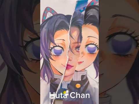 🎄Drawing Shinobu: Anime VS Real #shorts #kimetsunoyaiba