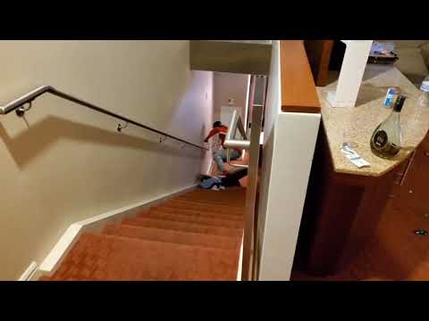 Sliding Down Stairs With Iron Board | Gone Wrong