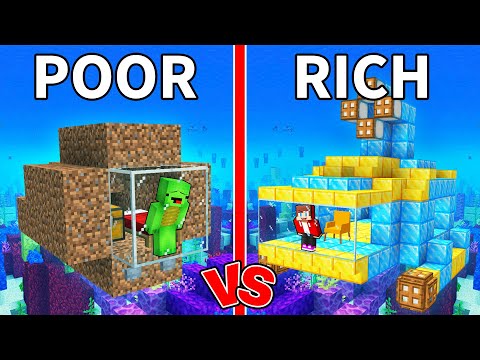 Mikey POOR vs JJ RICH Submarine House in Minecraft (Maizen)