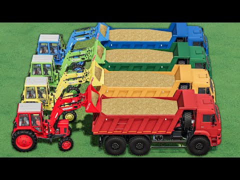 WORK OF COLORS - EXCAVATION, MINI Tractors LOAD ON TRUCKS in Farming Simulator 22 !