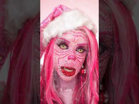 PINK GRINCH! 💖 Rhinestone Makeup Transformation! 🎄