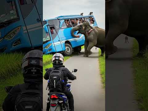 Elephant and Monkey Troop Block Bus on the Road!