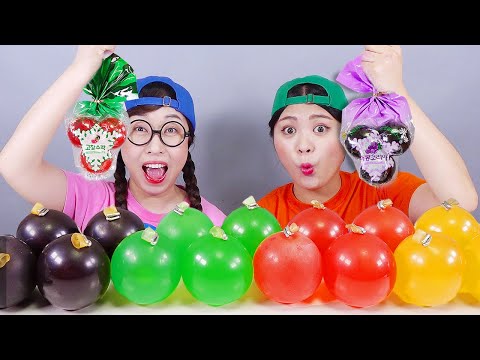 Rainbow Dessert Fruit Flavor Kyoho Jelly Mukbang DONA