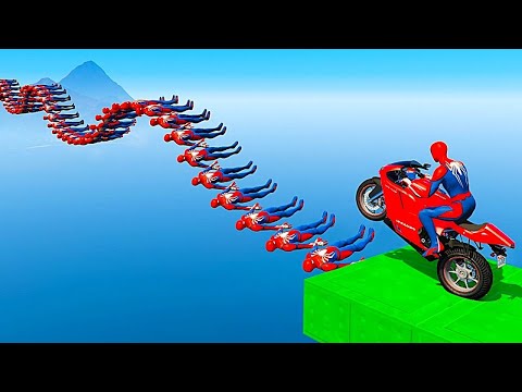 سبايدر مان اصعب دراجة نارية فوق اسماك القرش - Superheroes Ride on Motorcycle Stunt Funny Moments