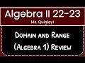 Domain and Range Concepts in Functions