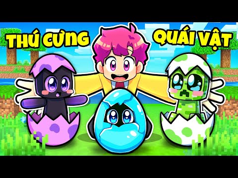 HIHA THỬ THÁCH 24H NUÔI QUÁI VẬT MINECRAFT*HIHA QUÁI VẬT MINECRAFT LÀM THÚ CƯNG 😱🤣