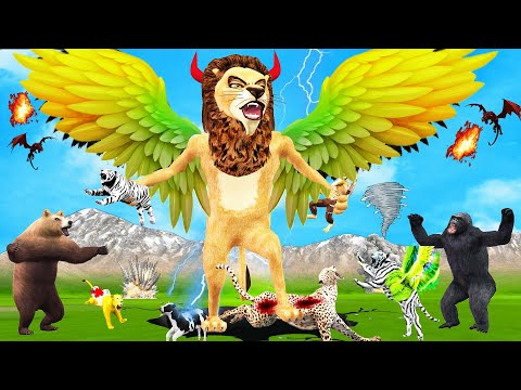 विशाल पंखो वाले शेर का भयानक बदला और बाघ का ज़ुल्म | Amazing Giant Lion Story | Animals Story.