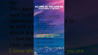Justin Bieber ft. Big Sean - As Long As You Love Me (Lyrics) #shorts
