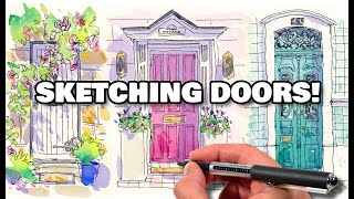How to Sketch 3 Stunning Doors – Ink & Watercolor Urban Sketching Techniques!