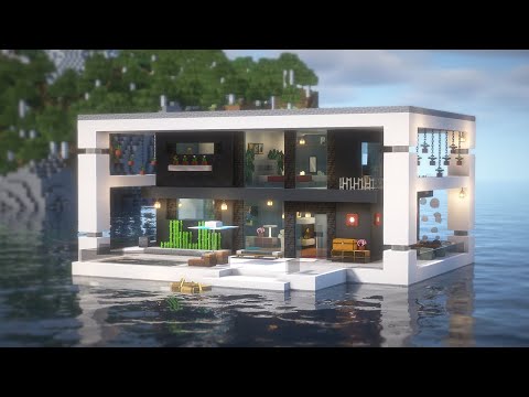 Minecraft: How To Build a Floating Modern House Tutorial(#41) | 마인크래프트 건축, 모던하우스, 인테리어