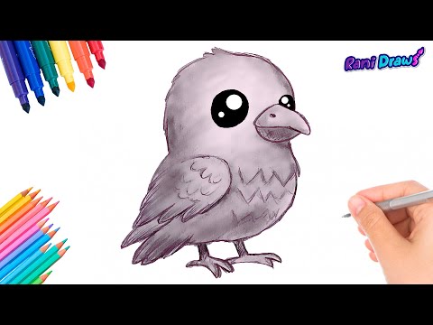 CÓMO DIBUJAR UN CUERVO CON LÁPIZ - Dibujos fáciles paso a paso