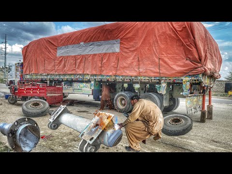 Repairing Process Of Truck Broken Wheel Axle | Over Loaded Truck | Broken Axle | How To