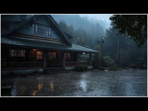 Fall Asleep with Downpour Rain & Rumbling Thunder┇Unrelenting Rain Sounds at Cozy Mountain Cabin