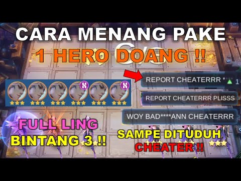 CARA MENANG PAKE 1 HERO DOANG !! SAMPE DITUDUH CHEATER !! PAKE AJA COMMANDER TERBAIK MAGIC CHESS INI