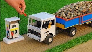 DIY Mini Truck Builds Bridge with Stones | Creative Mini Construction Project