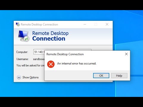 remote desktop connection an internal error has occurred
