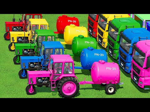 Mini Tractor with Color! - Transport & Load 3 Wheel Tractor and Cat loaders - Selling Straw - FS22