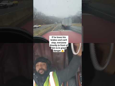 Driver smokes 🔥 his brakes down Saluda Mountain. #18speed #trucking #peterbilt #6nz #northcarolina