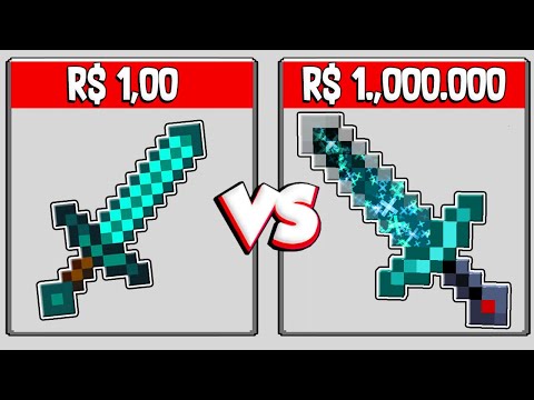 ESPADA DE DIAMANTE DE 1 REAL VS ESPADA AVARITIA DE 1.000.000 DE REAIS NO MINECRAFT