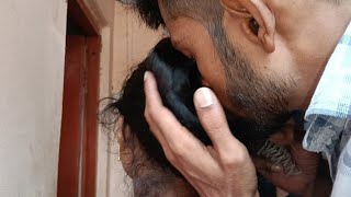 Romantic Moments: Feeling the Softness of Her Long Hair