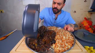 الفاصوليا السوداء اللذيذة بموزات الغنم جاجانغميون Black Beans Stew Jajangmyeon Lamb Shanks Mukbang