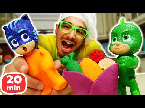 🌯 PJ Masks en la Cocina: ¡De Héroes a Burritos! | Cocina para niños con Plastilina